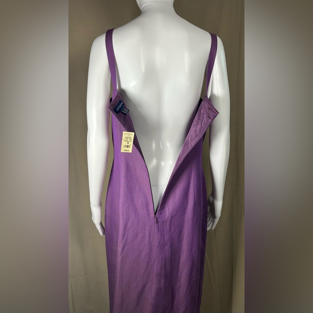 Ann Taylor Sleeveless Purple Linen Long Maxi Dress 12 New with Tags V-neck - Picture 6 of 15